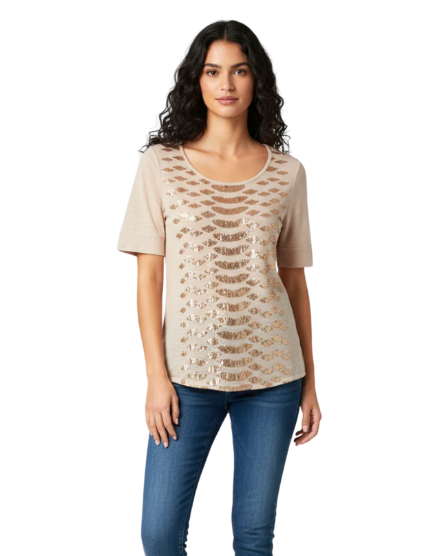 Calvin Klein Jeans Beige Sequin Patterned Top