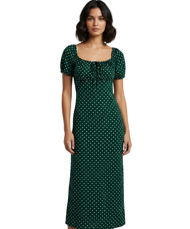 Missguided Green Polka Dot Milkmaid Midi Dress – Circle