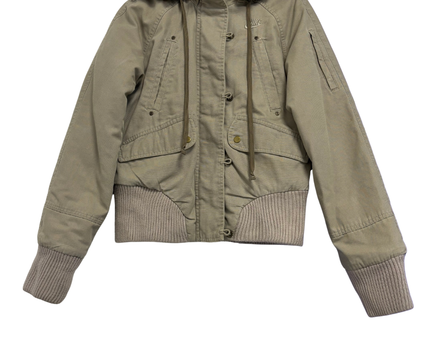 Nike Tan Faux Fur Trimmed Hooded Bomber Jacket