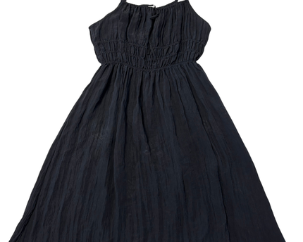 M&S Black Smocked Crinkle Petite Dress
