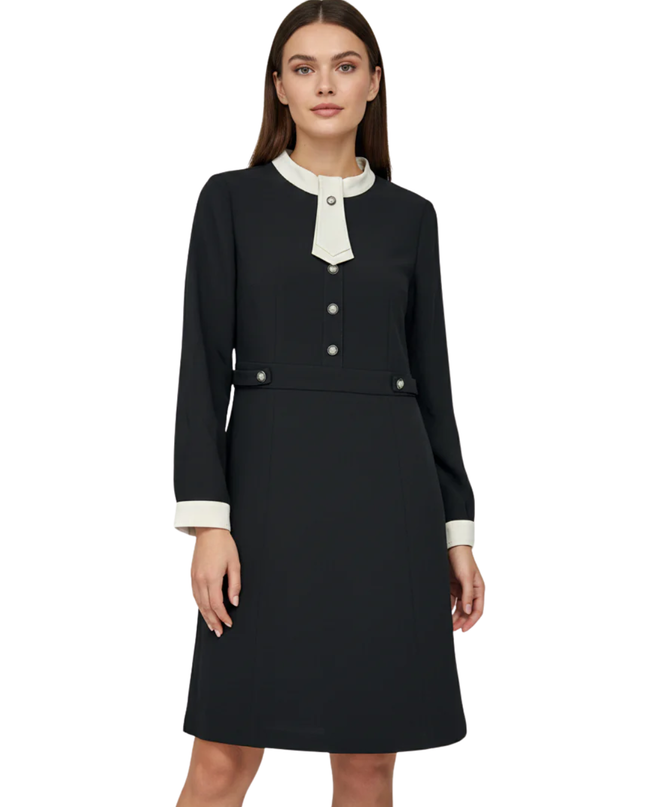 ONLY Black Contrast Trim Long Sleeve Mini Dress W/Tags