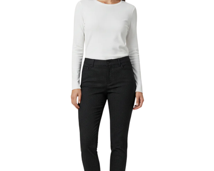 DKNY Jeans Grey Micro-Check Slim Leg Stretch Trousers