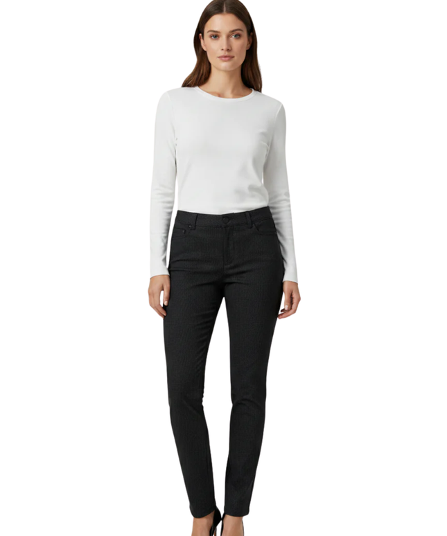 DKNY Jeans Grey Micro-Check Slim Leg Stretch Trousers