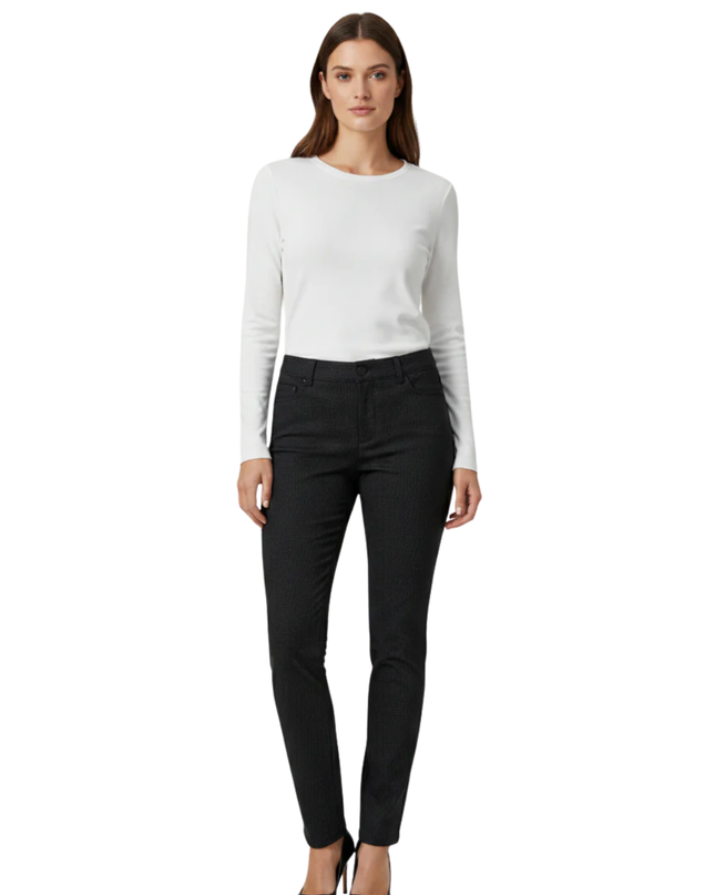 DKNY Jeans Grey Micro-Check Slim Leg Stretch Trousers