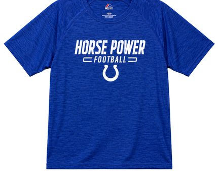 Majestic Blue Horse Power Football Performance T-Shirt