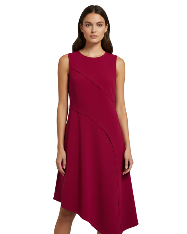DKNY Magenta Asymmetrical Hem Sleeveless Dress