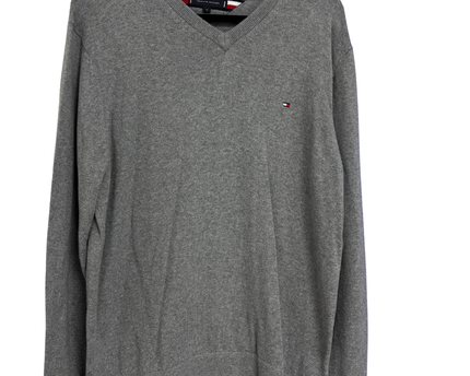 Tommy Hilfiger Grey V-Neck Pima Cotton Cashmere Sweater