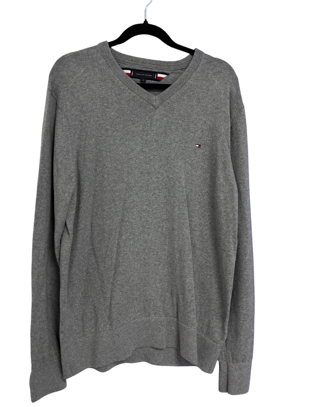Tommy Hilfiger Grey V-Neck Pima Cotton Cashmere Sweater