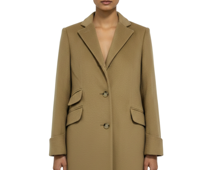 Lauren Ralph Lauren Tan Wool Blend Single-Breasted Coat