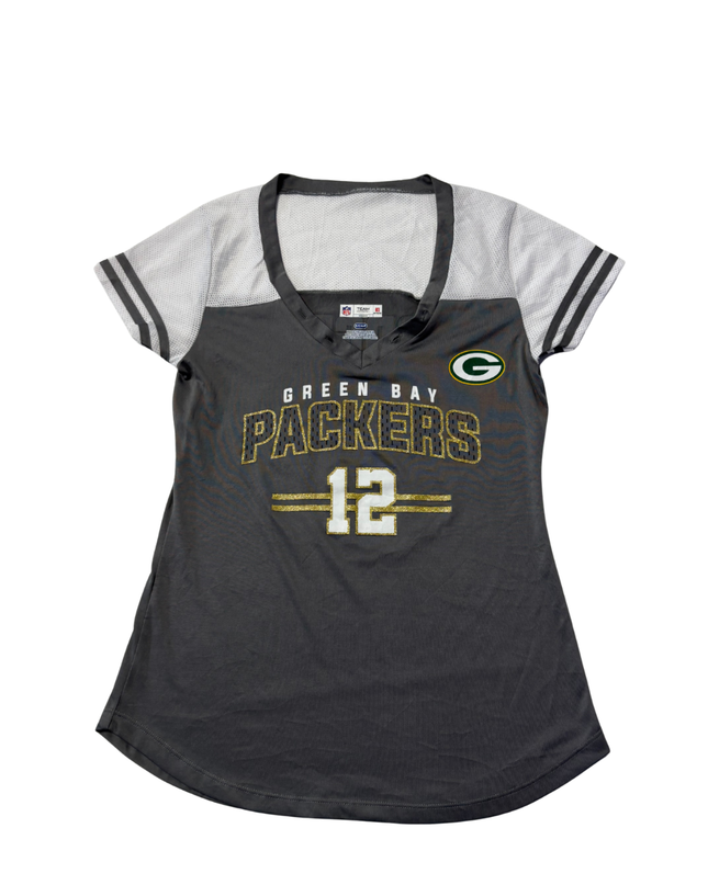 NFL Team Apparel Gray Green Bay Packers Aaron Rodgers #12 Women's Jersey