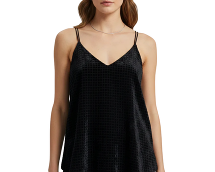 MNG Black Shimmer Textured Cami Top