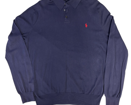 Polo Ralph Lauren Navy Blue Long Sleeve Knit Polo Shirt