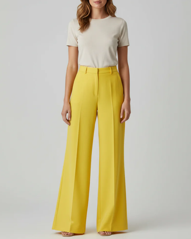 ZINI Yellow High-Waisted Wide Leg Pants