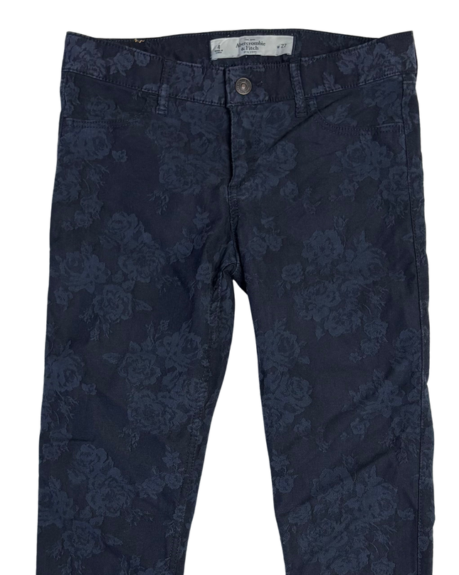 Abercrombie & Fitch Navy Blue Floral Skinny Jeans