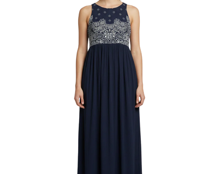 MADE for impulse Navy Blue Bandana Print Maxi Dress