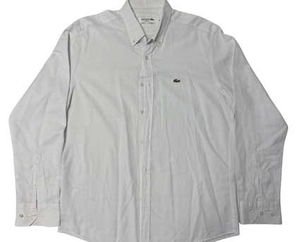 Lacoste White Slim Fit Long Sleeve Button-Down Shirt