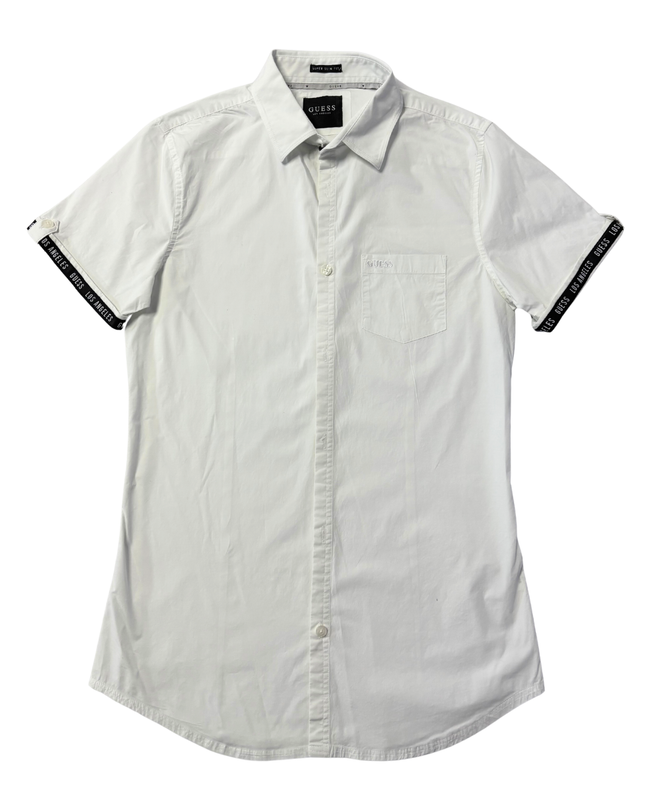 Guess White Super Slim Fit Short Sleeve Logo Shirt