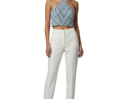 Say Yes to the PROM Light Blue Beaded and Sequined Crop Top