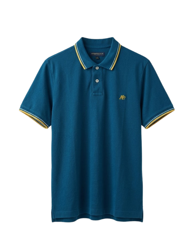 AÉROPOSTALE Blue A87 Tipped Piqué Polo Shirt