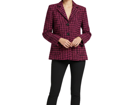Wardrobe Pink and Black Bouclé Tweed Blazer
