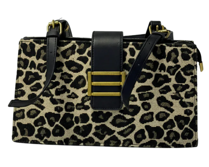 Jean Paris Leopard Print Rectangular Satchel Bag