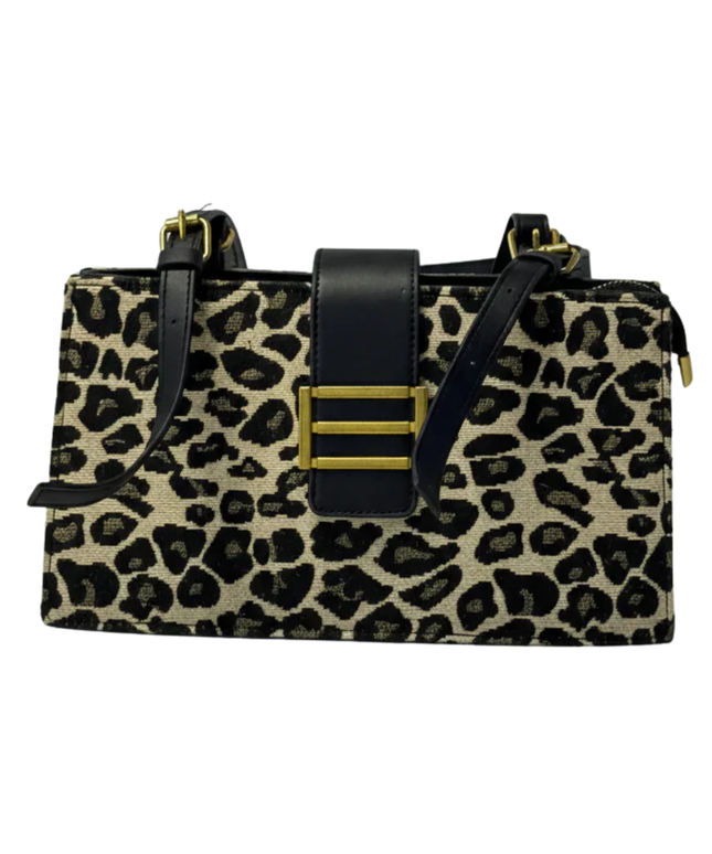Jean Paris Leopard Print Rectangular Satchel Bag
