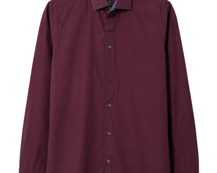 H&M Maroon Slim Fit Long Sleeve Button-Down Shirt