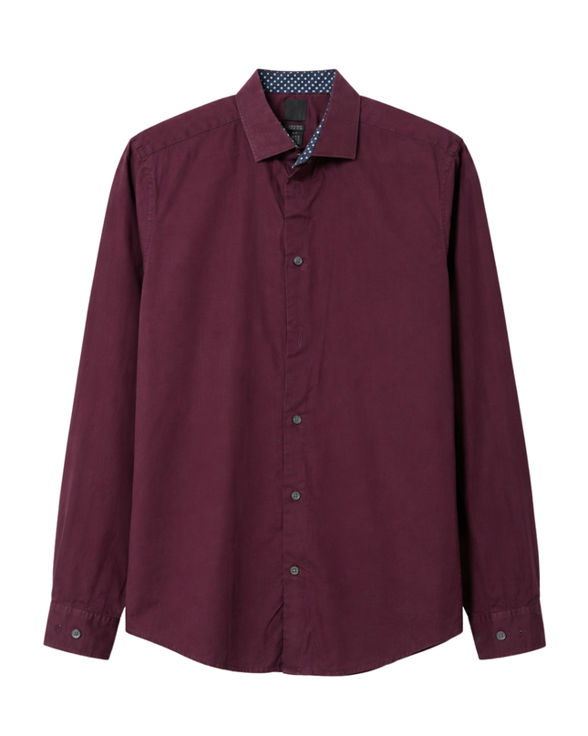H&M Maroon Slim Fit Long Sleeve Button-Down Shirt