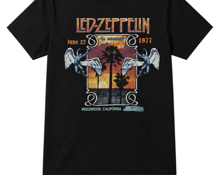 Gildan Black Led Zeppelin 1977 Concert Graphic Tee