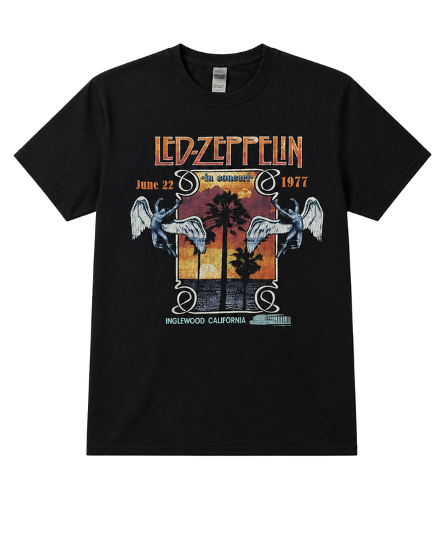 Gildan Black Led Zeppelin 1977 Concert Graphic Tee
