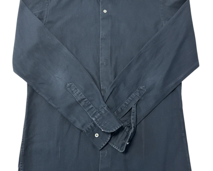 Massimo Dutti Navy Blue Cotton Twill Long Sleeve Shirt