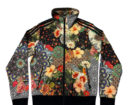 Adidas Multicolor Floral and Paisley Print Sports Track Jacket