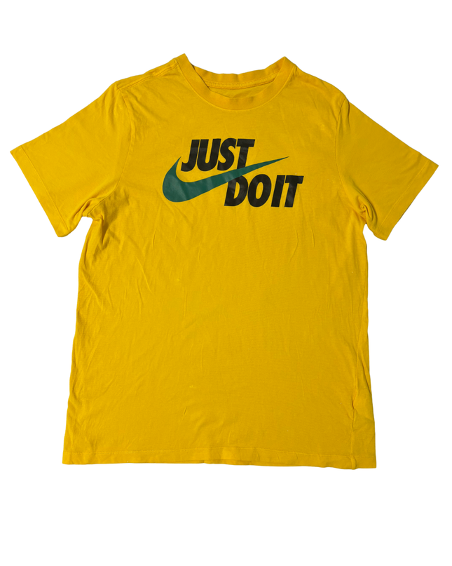 Nike Just Do It Yellow Graphic Swoosh T-Shirt - M