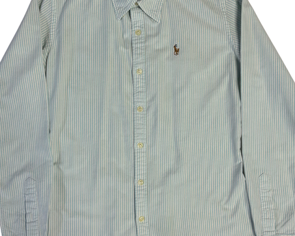 Ralph Lauren Light Blue/White Striped Slim Fit Button-Down Shirt