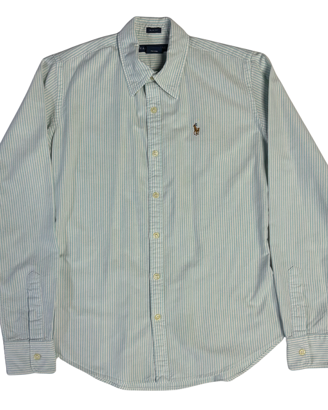 Ralph Lauren Light Blue/White Striped Slim Fit Button-Down Shirt