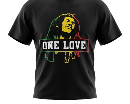 Zion Rootswear Black Bob Marley One Love Graphic Tee