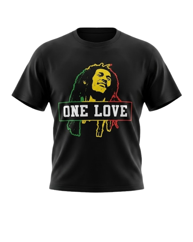 Zion Rootswear Black Bob Marley One Love Graphic Tee