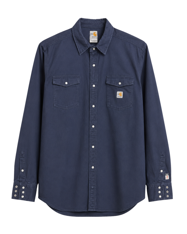 Carhartt Navy Blue Flame-Resistant Long Sleeve Utility Work Shirt