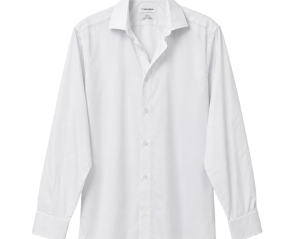 Calvin Klein White Slim Fit Herringbone Dress Shirt