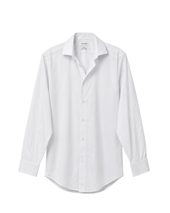 Calvin Klein White Slim Fit Herringbone Dress Shirt