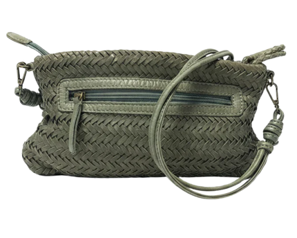 Colorado Olive Woven Leather Crossbody Handbag
