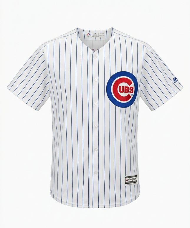 Majestic White Chicago Cubs Kris Bryant #17 Pinstripe Baseball Jersey