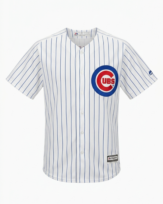 Majestic White Chicago Cubs Kris Bryant #17 Pinstripe Baseball Jersey