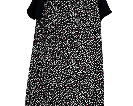 W Black/White/Red Patterned Short Sleeve Shift Dress