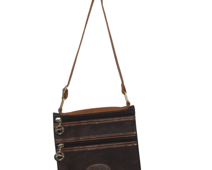 Longchamp Brown Multi-Zip Nylon Crossbody Bag