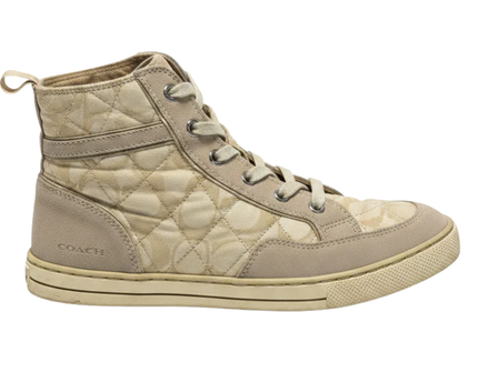 Coach Putty Pita Signature Quilted High-Top Sneakers W/Box