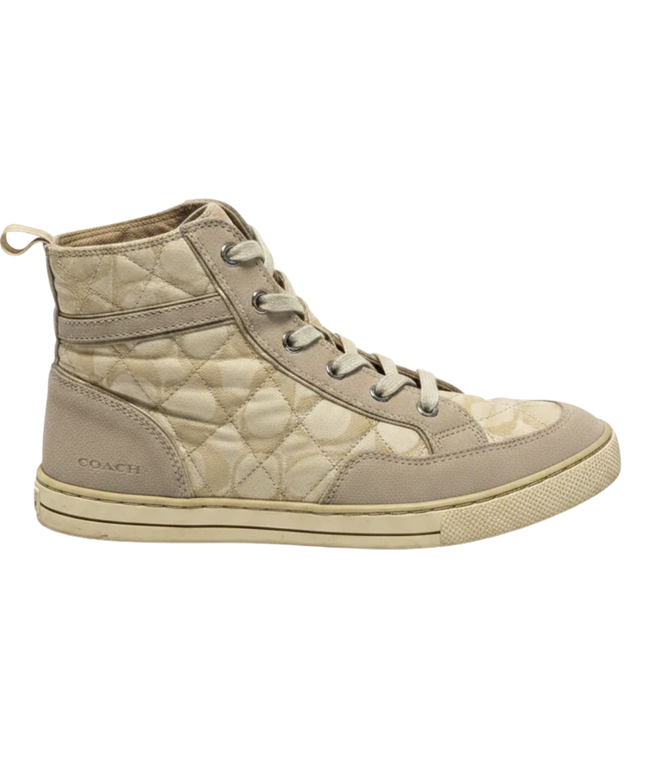 Coach Putty Pita Signature Quilted High-Top Sneakers W/Box