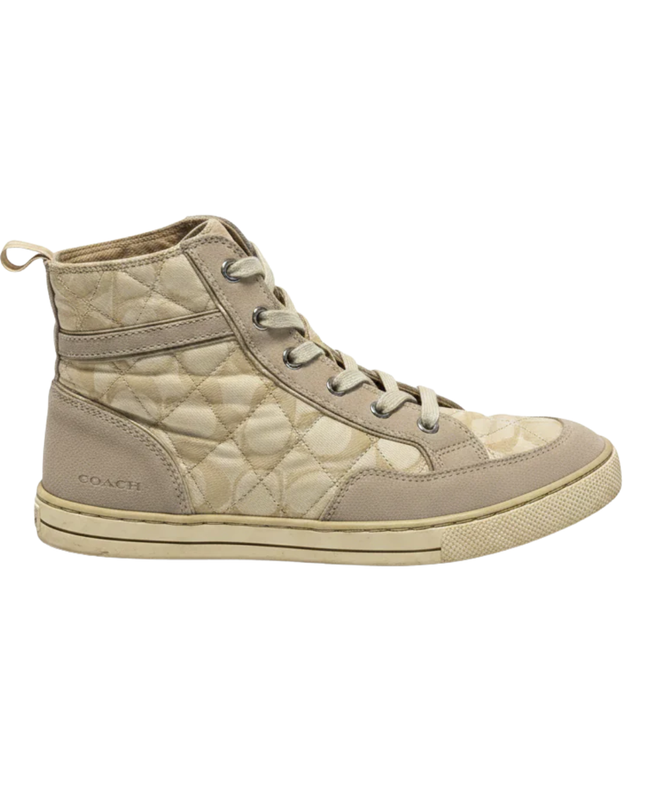 Coach Putty Pita Signature Quilted High-Top Sneakers W/Box