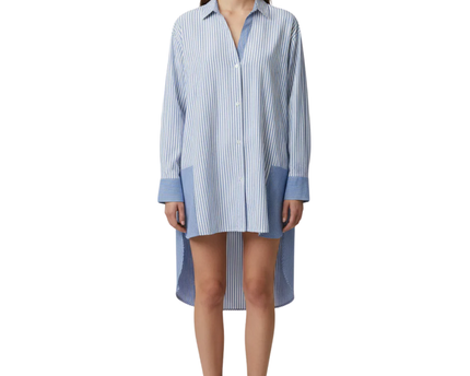 Forever 21 Contemporary Blue and White Striped Oversized Shirt