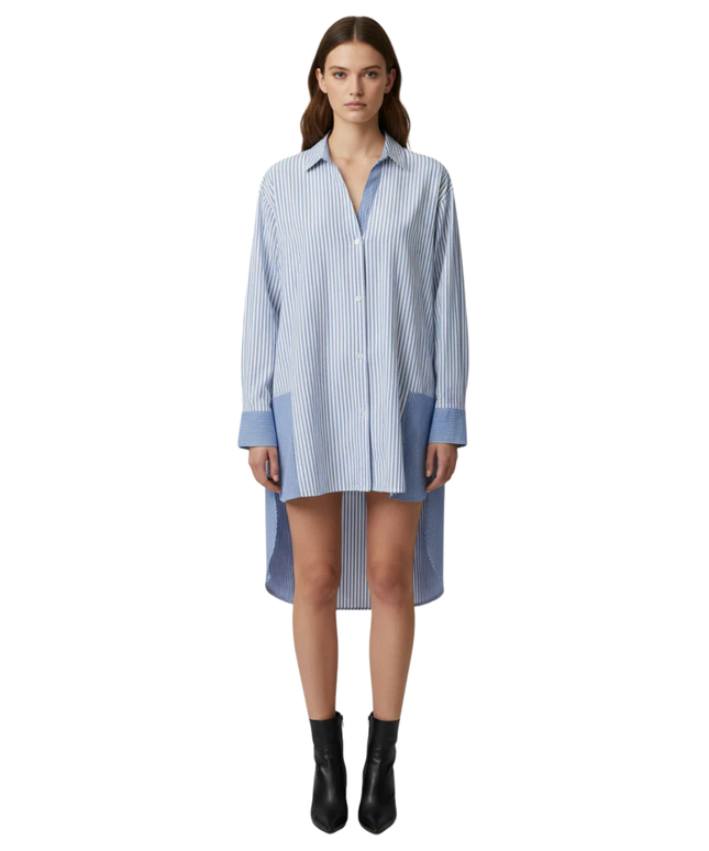 Forever 21 Contemporary Blue and White Striped Oversized Shirt
